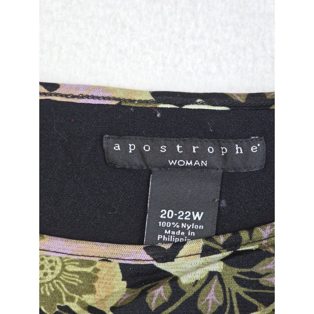 Apostrophe Woman Floral 3/4 Sleeve Top 20-22W Black Fairy Whimsigoth - Picture 2 of 3